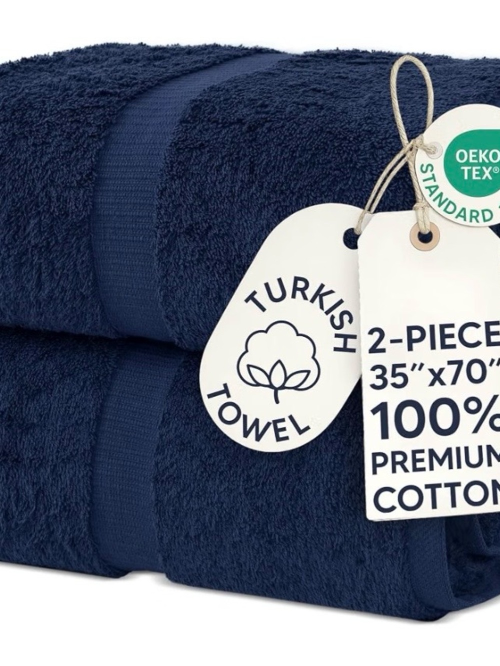 Chakir 100% Cotton Turkish Bath Sheet Set - Navy